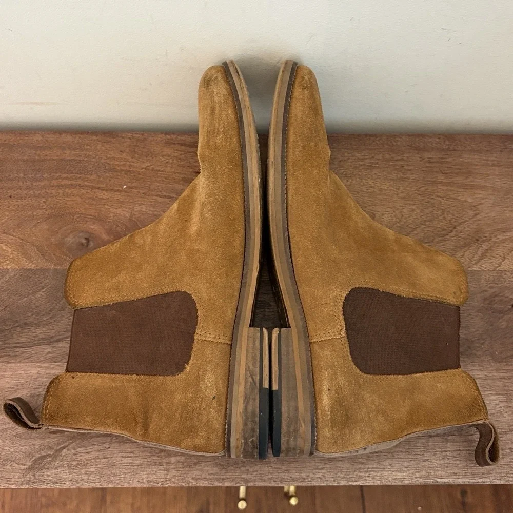 Crevo Chelsea Boots Suede Leather Chestnut Brown Slip‑On Ankle‎ Boot Mens 10M